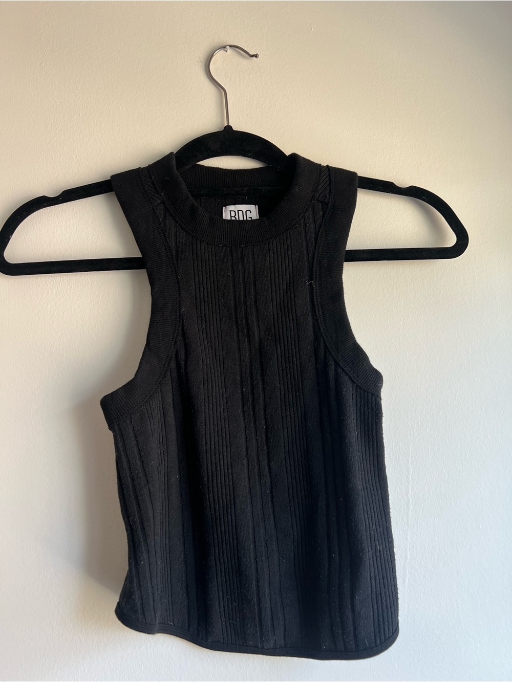 BDG Black Ribbed High-Neck Tank
